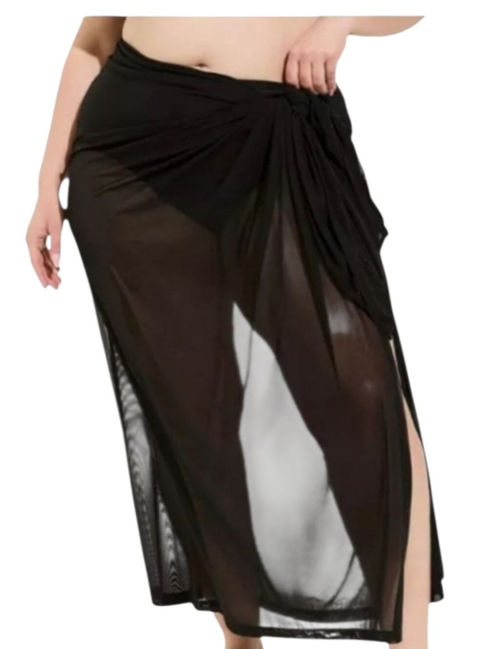 Torrid Mesh Sarong Swim Cover-Up  Shawl Deep Black One Size
